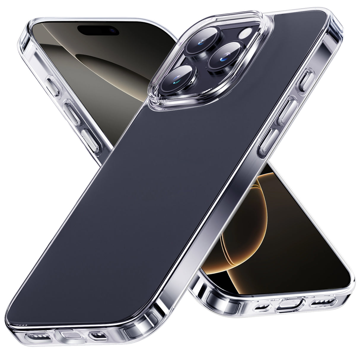 NIMASO iPhone 16/Plus/Pro/Pro Max用ケース 背面強化ガラス スマホケース(氷晶シリーズ)