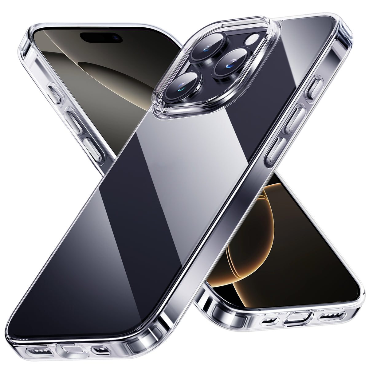 NIMASO iPhone 16/Plus/Pro/Pro Max用ケース 背面強化ガラス スマホケース(氷晶シリーズ)