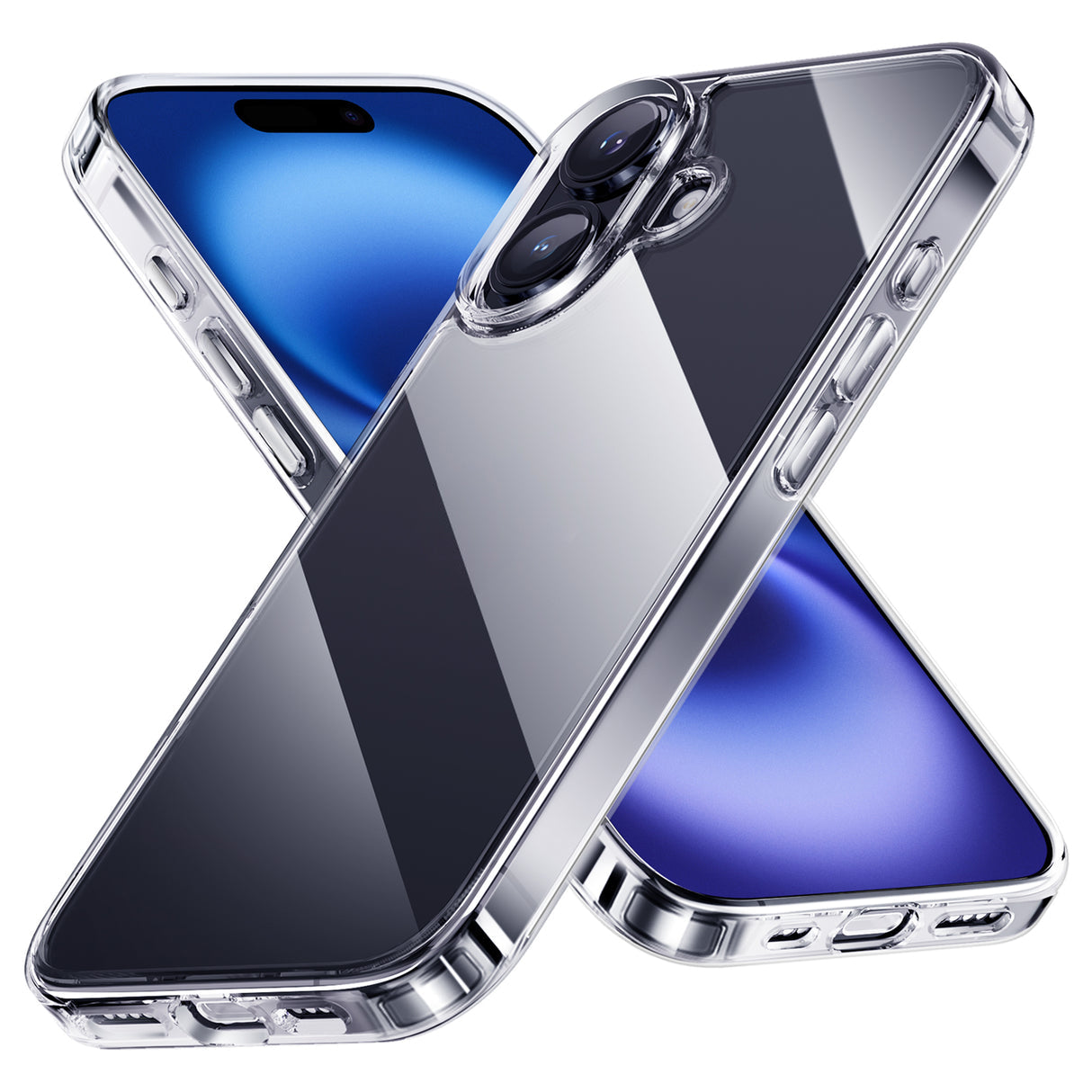 NIMASO iPhone 16/Plus/Pro/Pro Max用ケース 背面強化ガラス スマホケース(氷晶シリーズ)