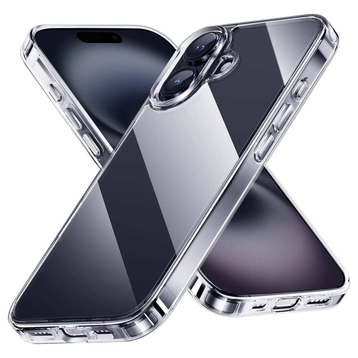 NIMASO iPhone 16/Plus/Pro/Pro Max用ケース 背面強化ガラス スマホケース(氷晶シリーズ)