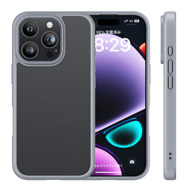 iPhone 16Pro用ケース マット仕上げ グレー