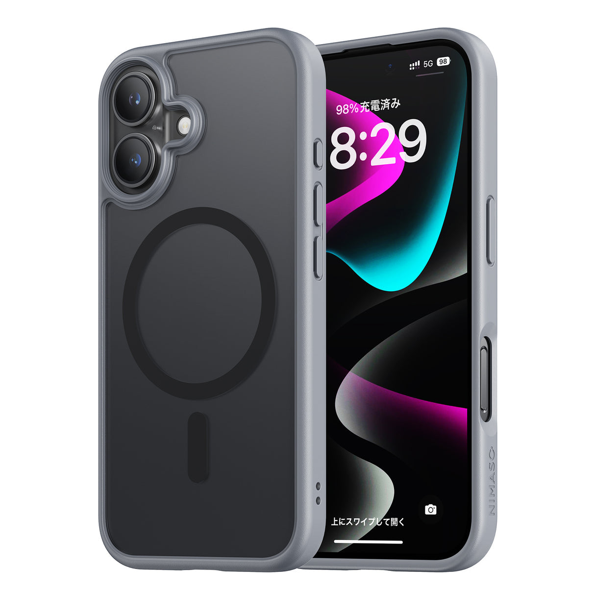 iPhone 16Plus用ケース MagSafe対応 マット仕上げ グレー