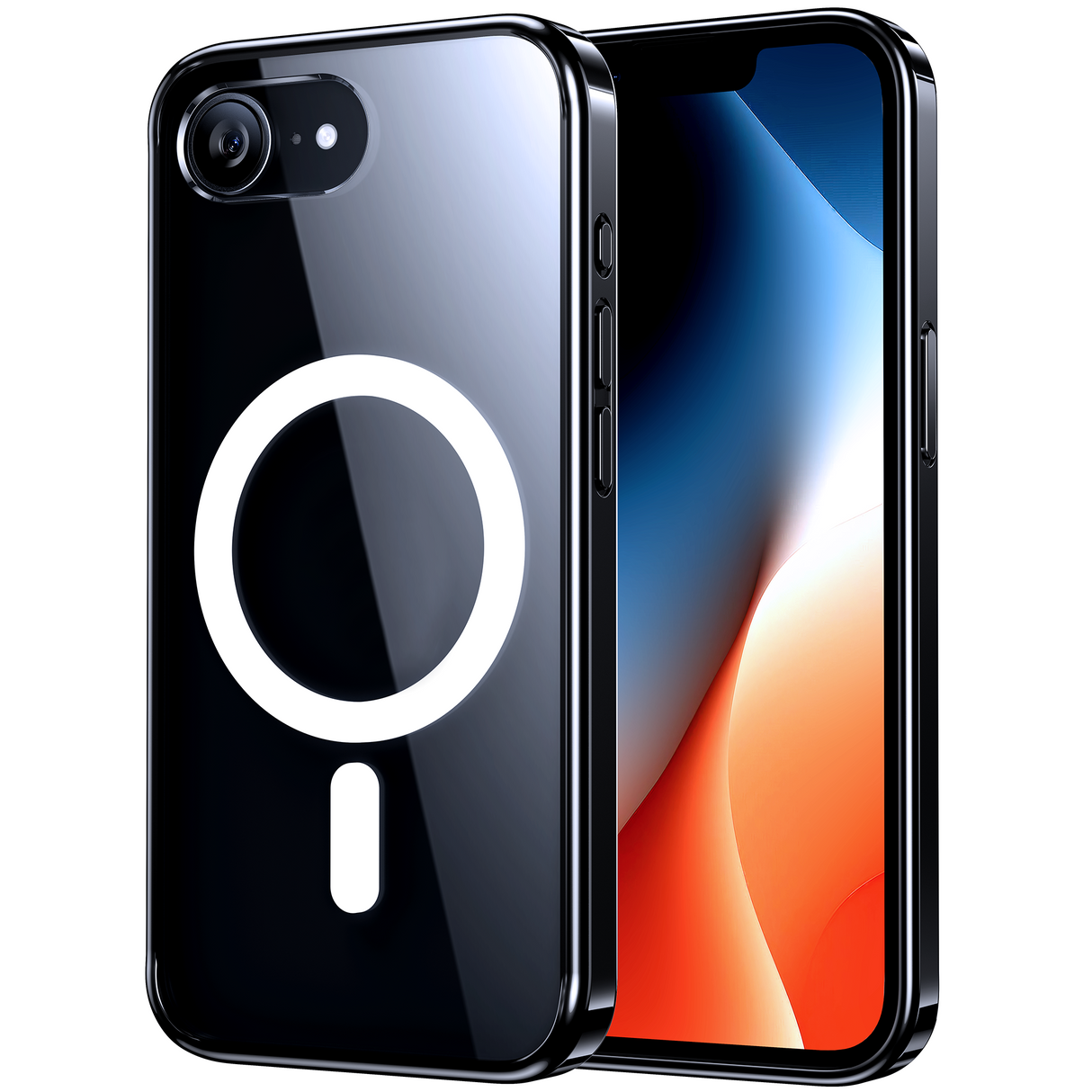 NIMASO iPhone 16eケース MagSafeアクセサリー対応 クリア/ブラック(氷星シリーズ)