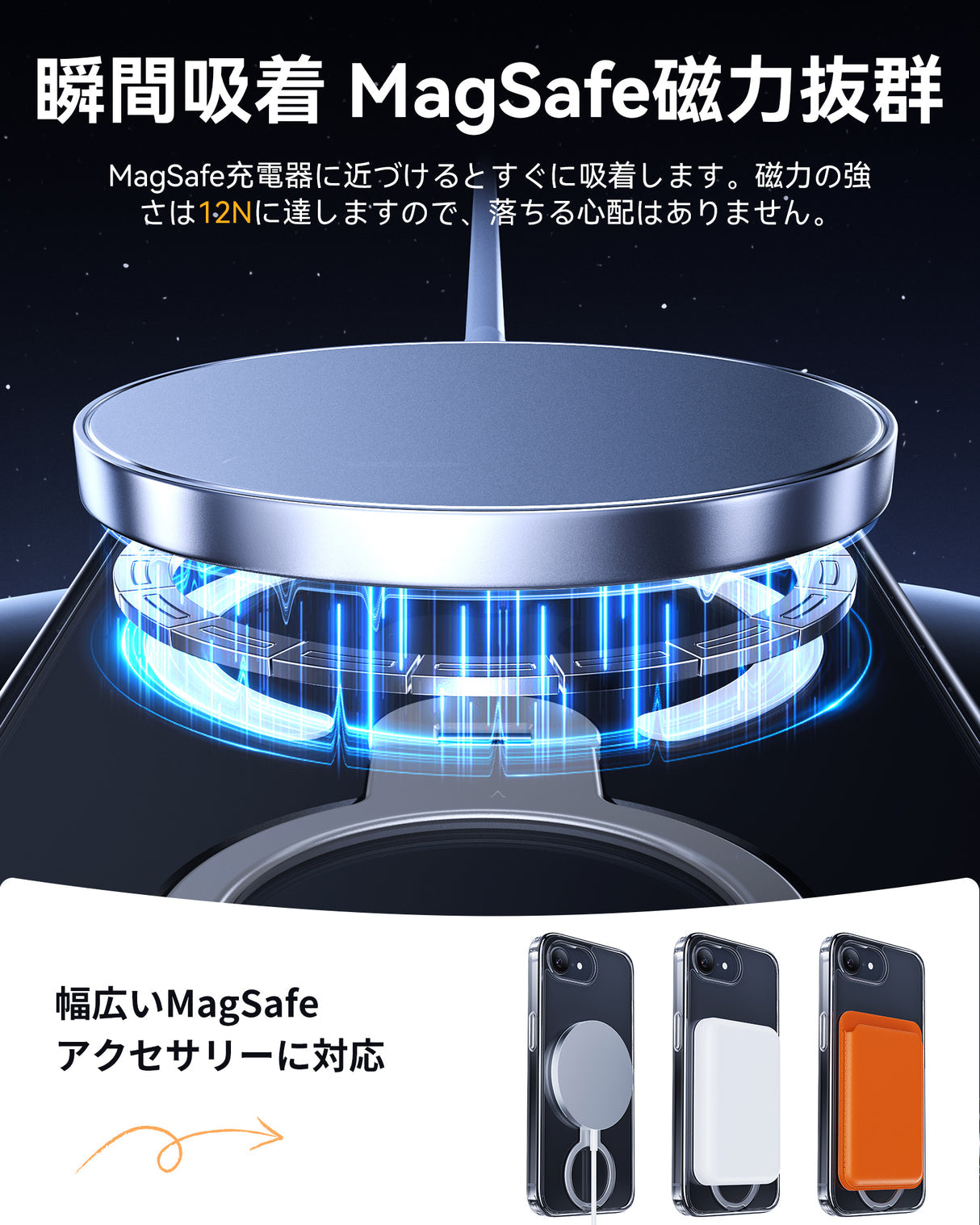 NIMASO iPhone 16eケース 360°回転スタンド付き MagSafeアクセサリー対応 クリア(アップグレード版)