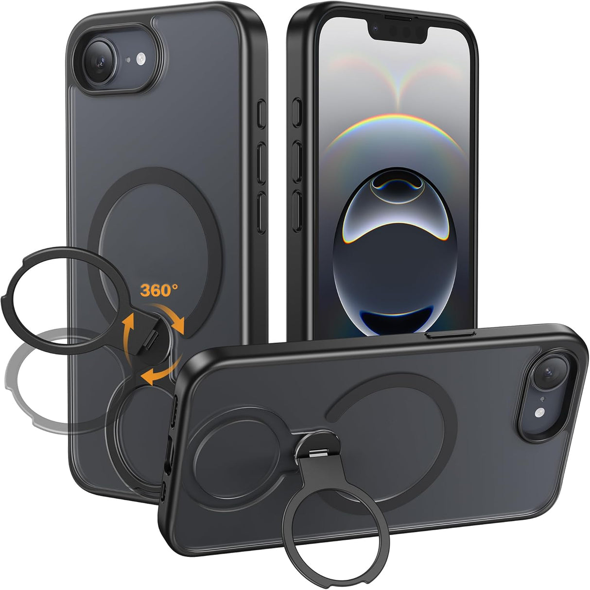 iPhone 16eケース 360°回転リングスタンド MagSafeアクセサリー対応(アップグレード版)