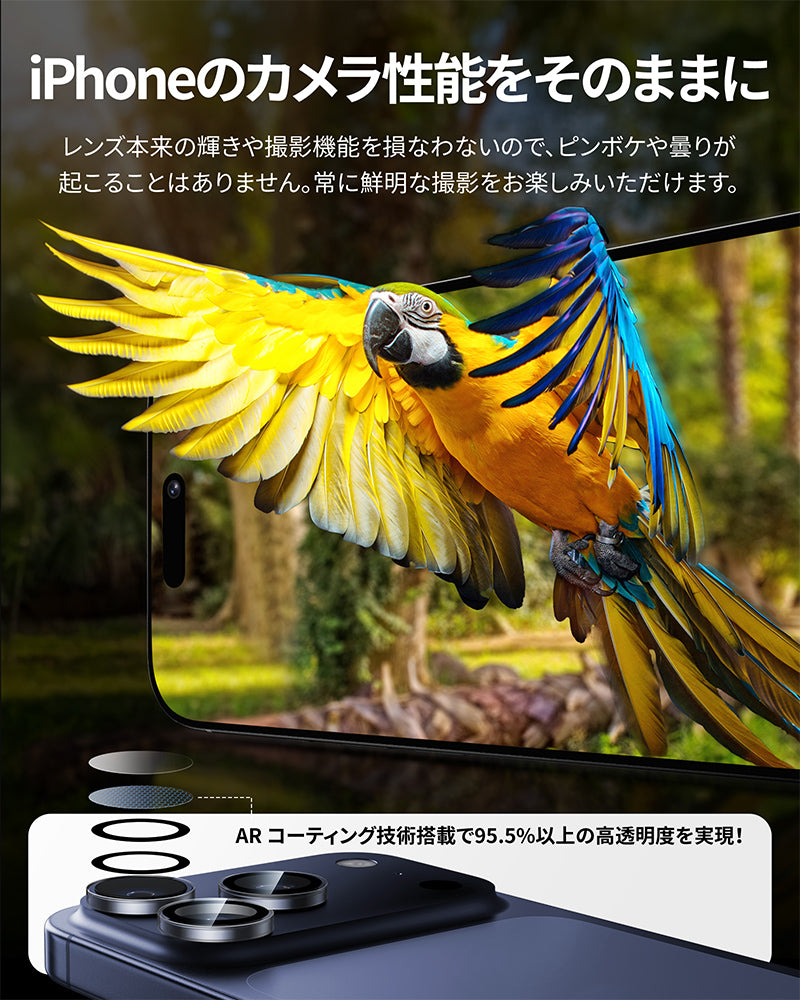NIMASO iPhone 17/Pro/Pro Max/Air用 カメラフィルム 黒縁取り ガイド枠付き【1枚/2枚セット】