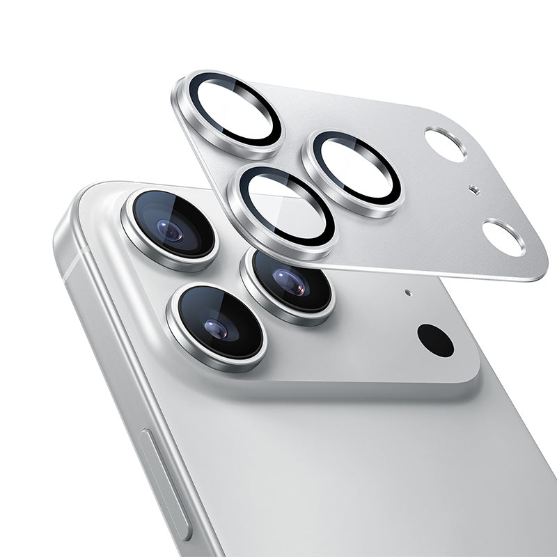 NIMASO iPhone 17/17 Pro/Pro Max/Air用 カメラフィルム アルミ合金+9H強化ガラス 全面保護 黒縁取り 耐衝撃 ガイド枠付き