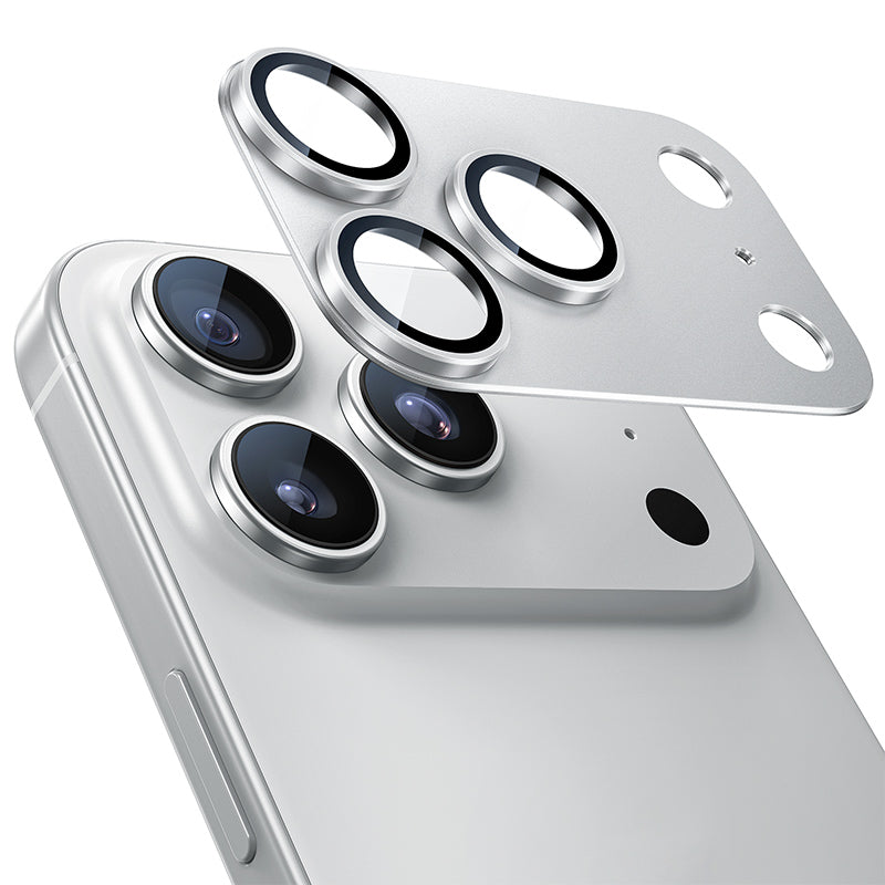 NIMASO iPhone 17/17 Pro/Pro Max/Air用 カメラフィルム アルミ合金+9H強化ガラス 全面保護 黒縁取り 耐衝撃 ガイド枠付き