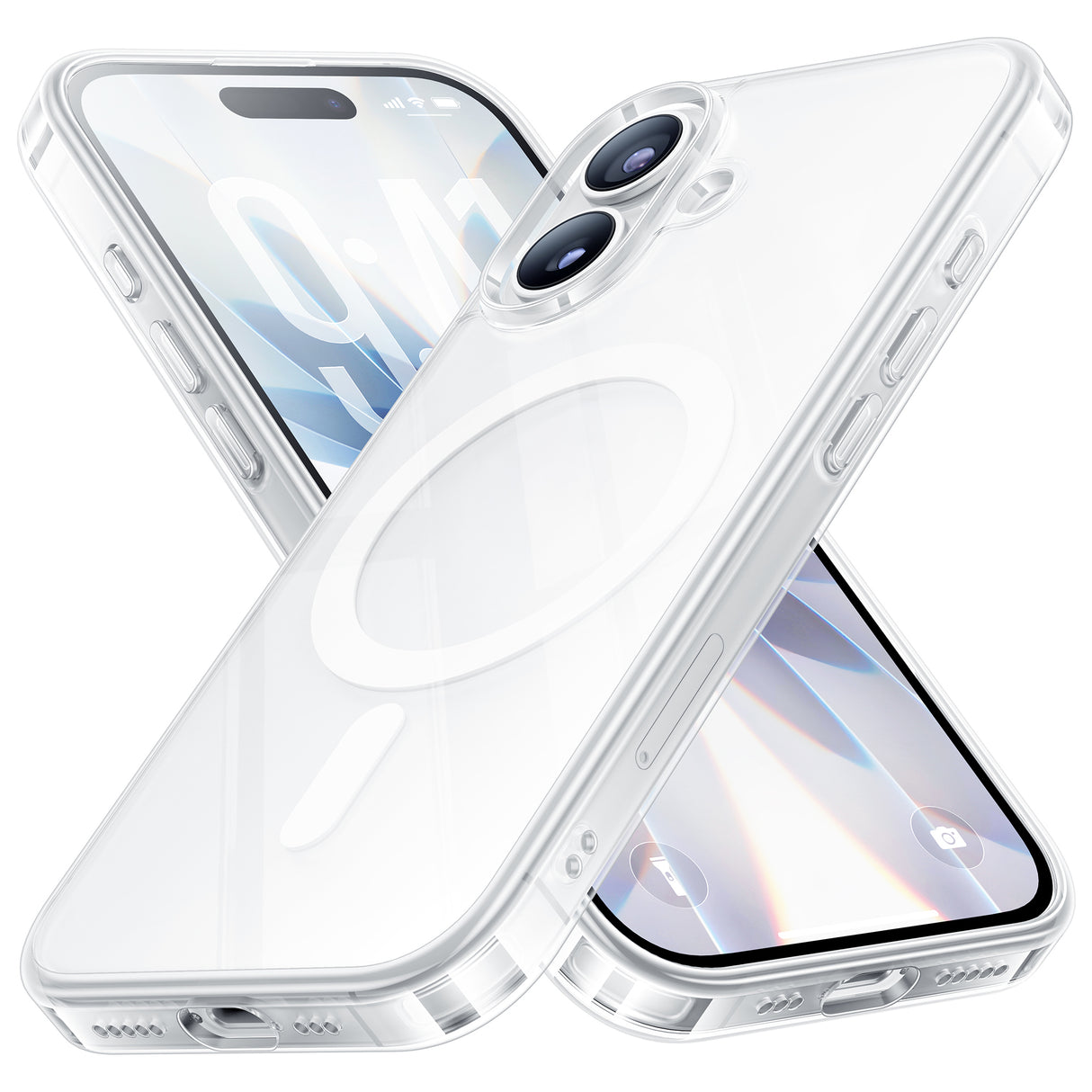 NIMASO Case for iPhone 17/Pro/Pro Max/Air, Clear/Matte, Tempered Glass, 9H Hardness, Impact Resistant, Anti-Yellowing (Ice Crystal Series)