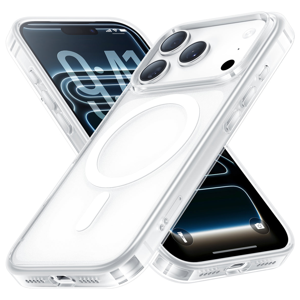 NIMASO Case for iPhone 17/Pro/Pro Max/Air, Clear/Matte, Tempered Glass, 9H Hardness, Impact Resistant, Anti-Yellowing (Ice Crystal Series)