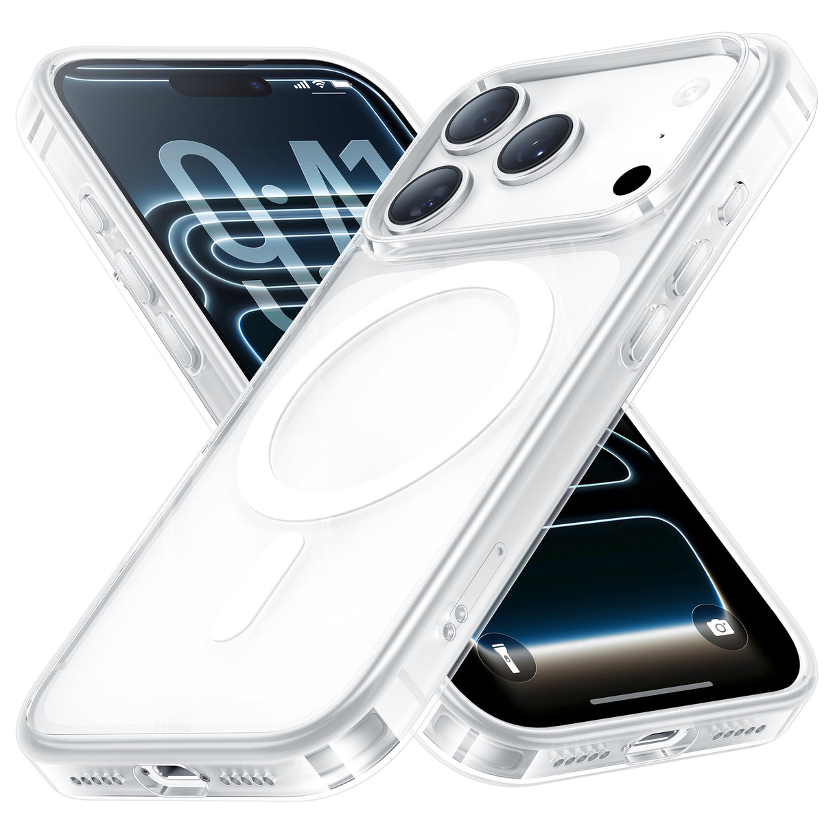 NIMASO Case for iPhone 17/Pro/Pro Max/Air, Clear/Matte, Tempered Glass, 9H Hardness, Impact Resistant, Anti-Yellowing (Ice Crystal Series)