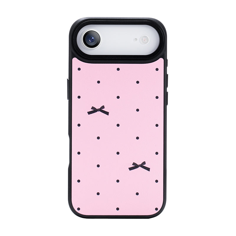 NIMASO iPhone 17/Pro/Pro Max/Air用 ケース MagSafe対応 可愛い おしゃれ 耐衝撃 ワイヤレス充電対応(ファンシーシリーズ)リボン柄 ピンク