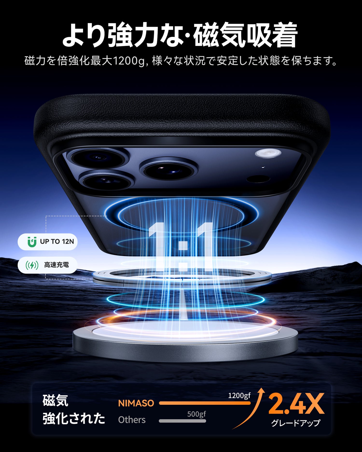 NIMASO iPhone 17/Pro/Pro Max/Air用ケース MagSafe対応 耐衝撃 ワイヤレス充電 カメラコントロールカバー(黒羽シリーズ)