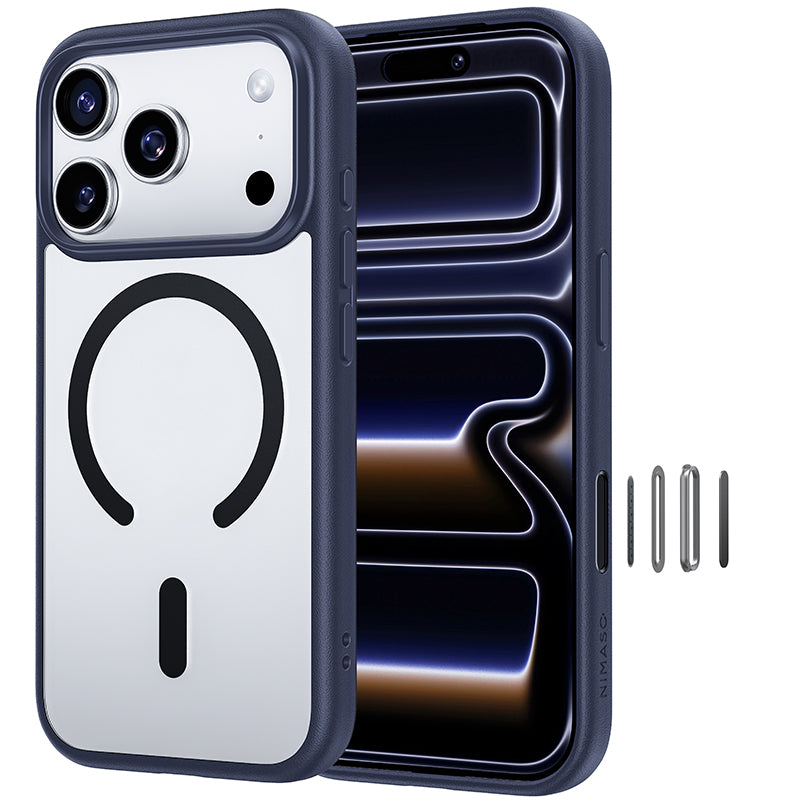 NIMASO iPhone 17/Pro/Pro Max/Air用ケース MagSafe対応 耐衝撃 ワイヤレス充電 カメラコントロールカバー(黒羽シリーズ)