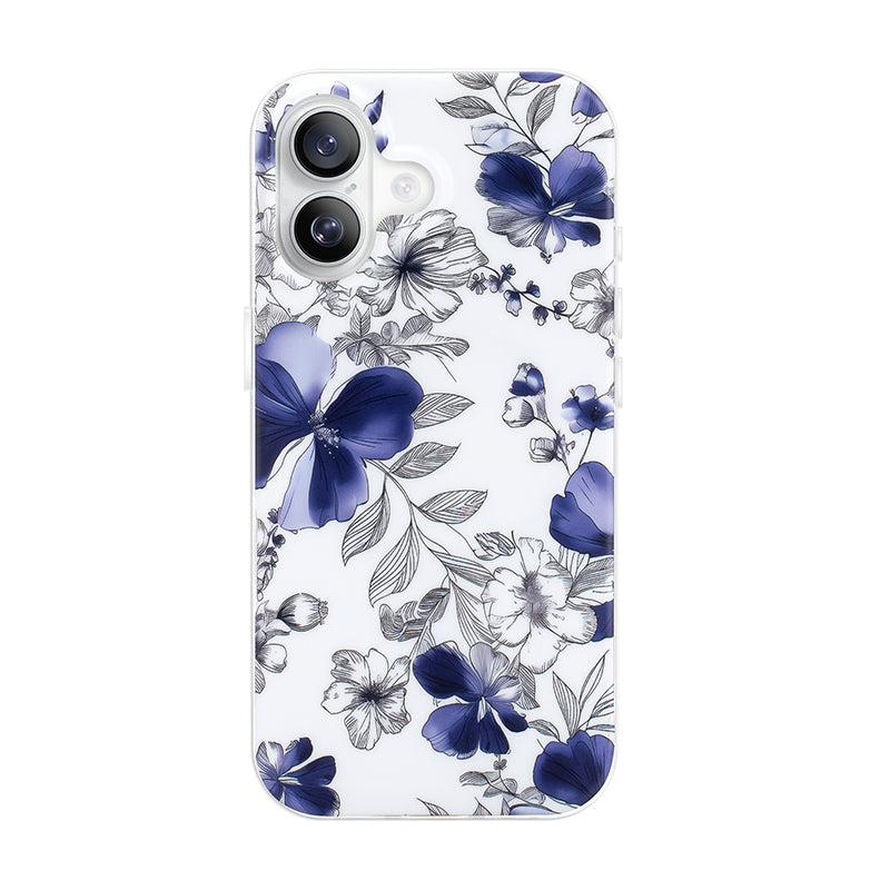 iPhone 17 ケース MagSafe対応 可愛い フローラル 青いファレノプシス