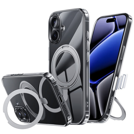 NIMASO iPhone 17 ケース 360°回転スタンド 高耐久