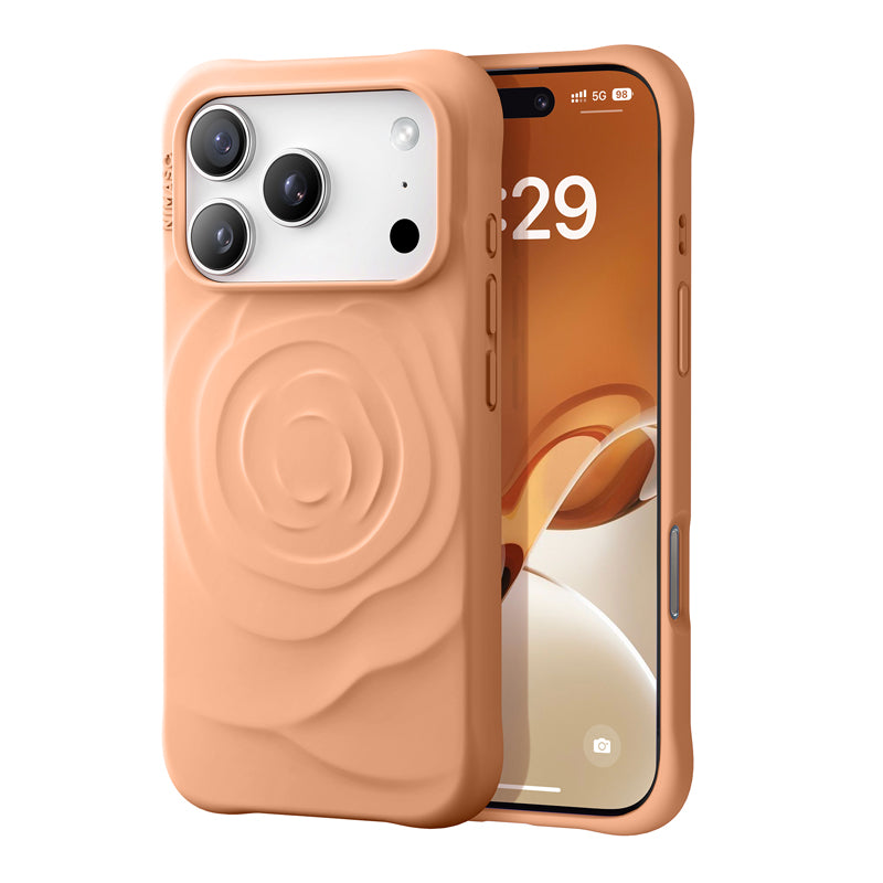 iPhone 17 ケース シリコン 立体感 おしゃれ 花柄 全面保護