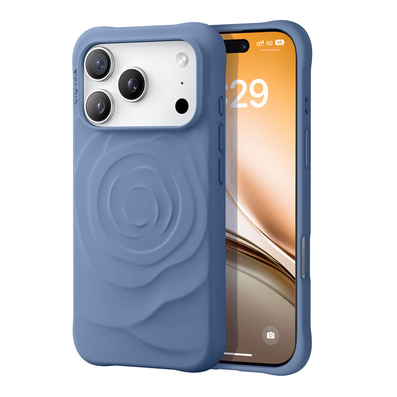 iPhone 17 ケース おしゃれ 立体感 シリコン 花柄 耐衝撃