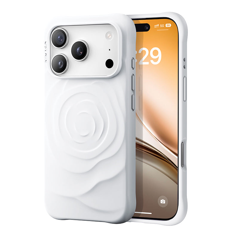 NIMASO iPhone 17 Pro Max ケース 花柄 立体感 シリコン さらさら手触り