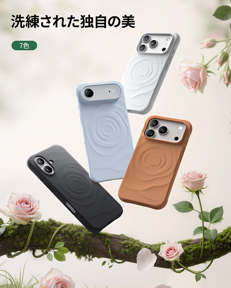 iPhone 17 ケース 立体感 シリコン 花柄 おしゃれ 耐衝撃