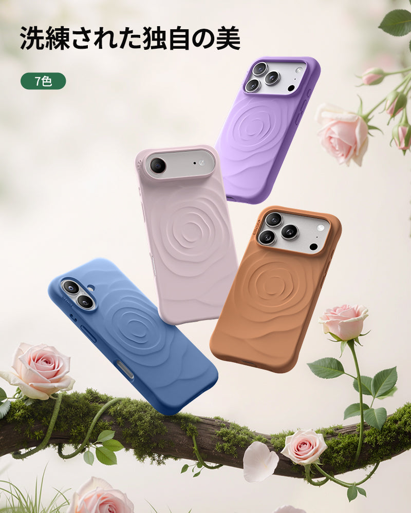 NIMASO iPhone 17 Air ケース 花柄 シリコン 立体感 耐衝撃