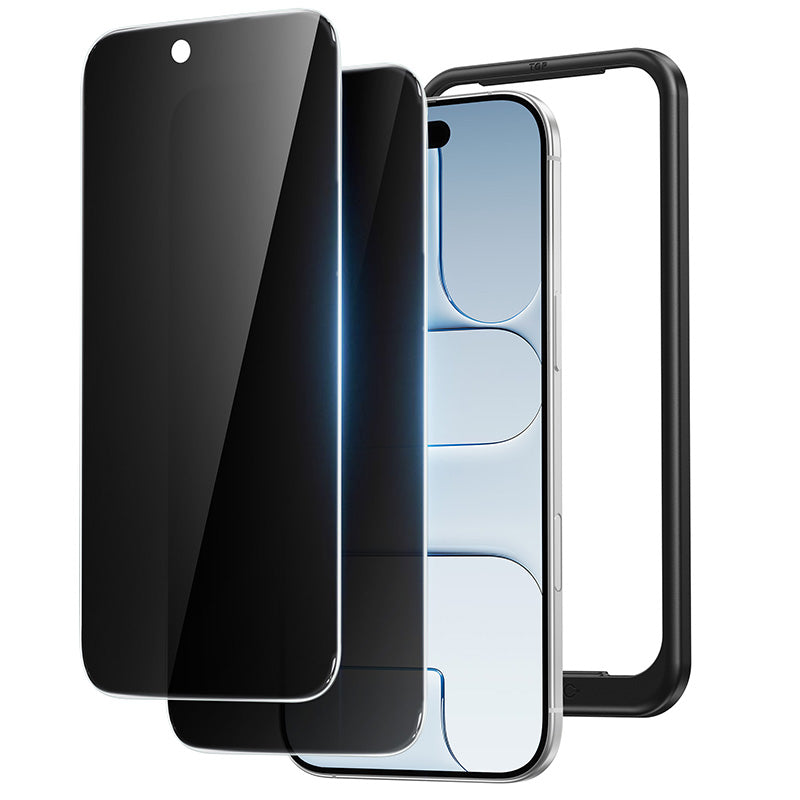 NIMASO iPhone 17/Pro/Pro Max/Air用 強化ガラスフィルム 覗き見防止 指紋防止 ガイド枠付き【2枚】