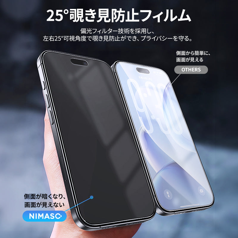 NIMASO 二合一防眩光 + 隐私钢化玻璃屏幕保护膜适用于 iPhone 17/Pro/Pro Max/Air,防震带导框(1 个屏幕)