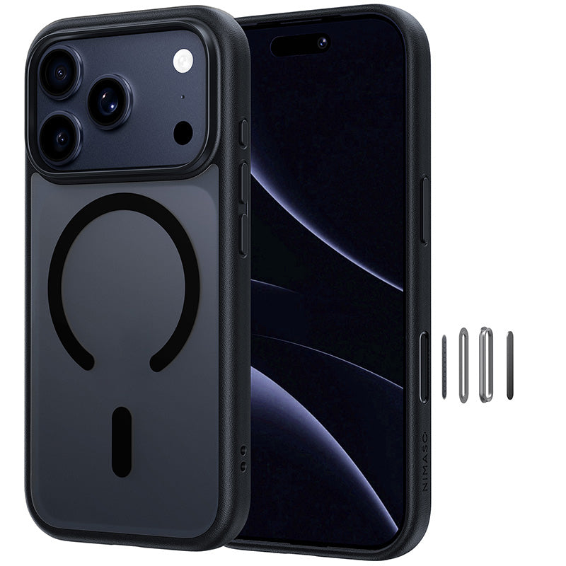 NIMASO 适用于 iPhone 17/Pro/Pro Max/Air 的手机壳,兼容 MagSafe,防震,无线充电和相机控制盖(黑羽系列)