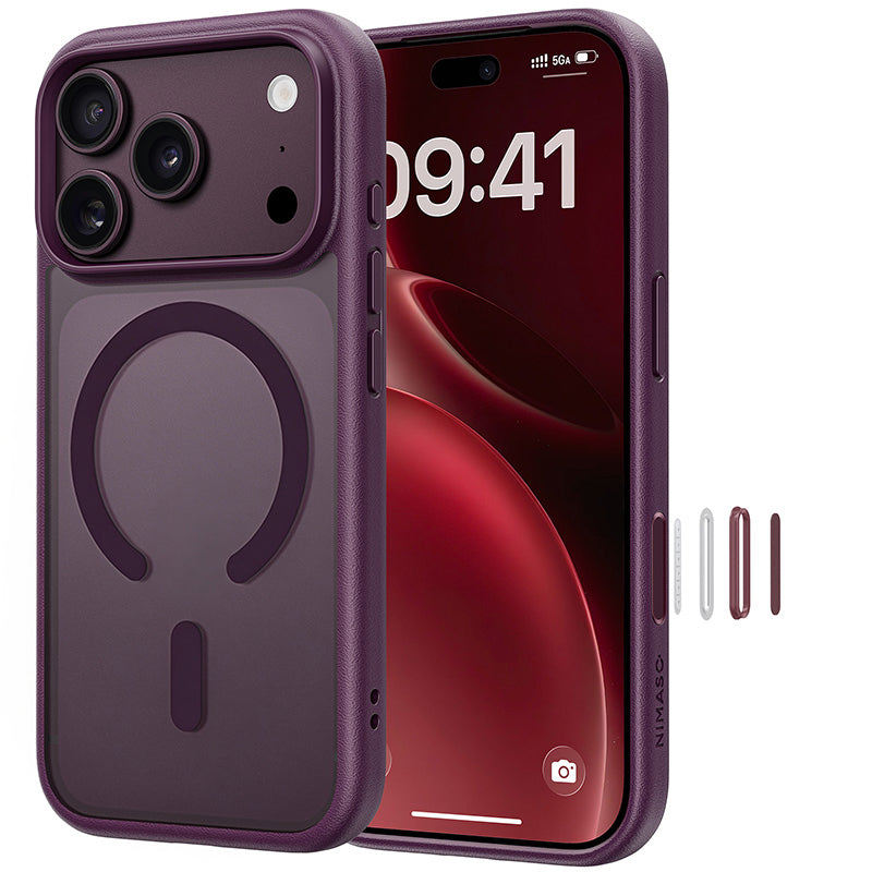 NIMASO 适用于 iPhone 17/Pro/Pro Max/Air 的手机壳,兼容 MagSafe,防震,无线充电和相机控制盖(黑羽系列)