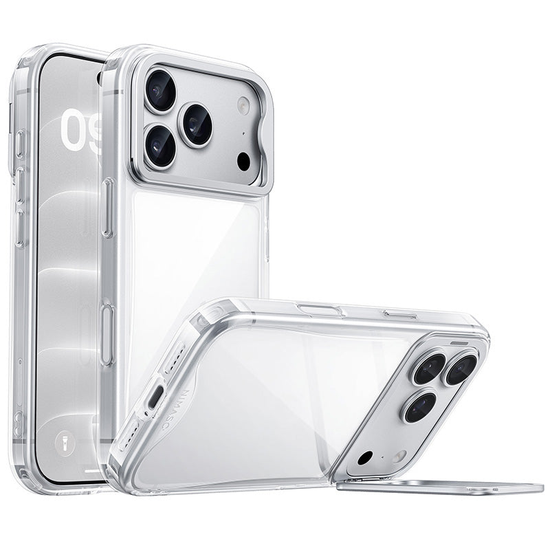【機巧シリーズ】 クリアケース 隠しスタンド 180°無段階調節 黄ばみ防止 耐衝撃 デコレーションスロット搭載 カメラコントロールカバー付 ワイヤレス充電対応 薄型軽量 ストラップホール付き iPhone 18/iPhone 17シリーズ対応