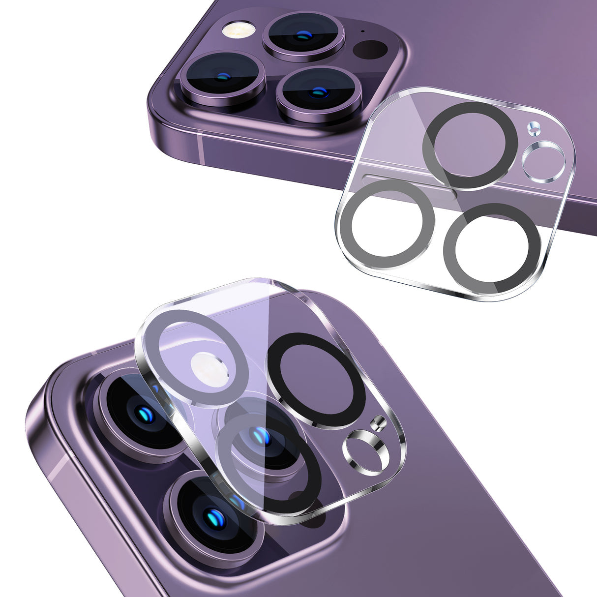 iPhone 14 pro/14 Pro Max用 カメラフィルム 【全面保護】【黒縁取り】