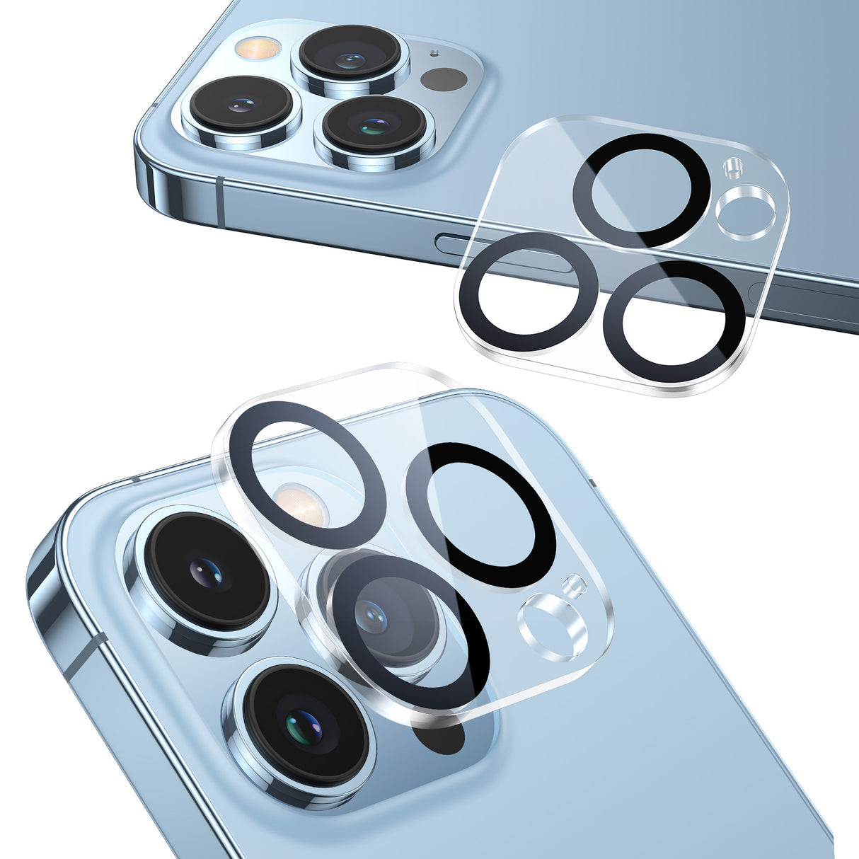 iPhone 13 Pro Max/13 Pro用 カメラフィルム 【全面保護】【黒縁取り】