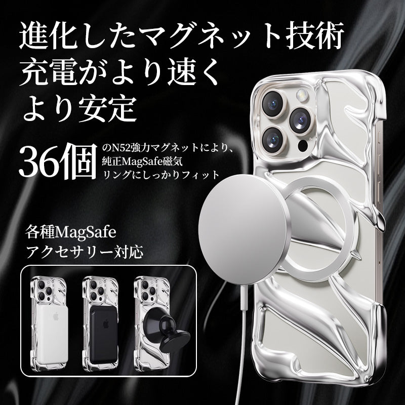 NIMASO iPhone 16 Pro/Pro Max用ケース MagSafe対応 スケルトンデザイン おしゃれ 耐衝撃