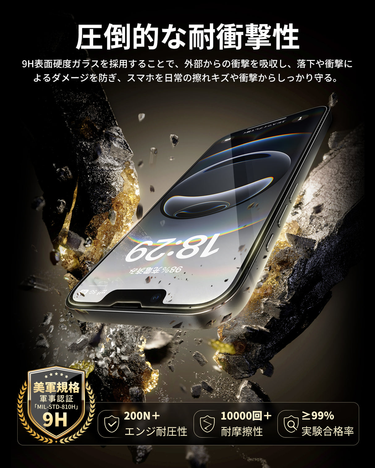 NIMASO iPhone 16e/14/13 Pro/13 「バリ楽Box」強化ガラスフィルム ガイド枠付き 黒縁なし【2枚】