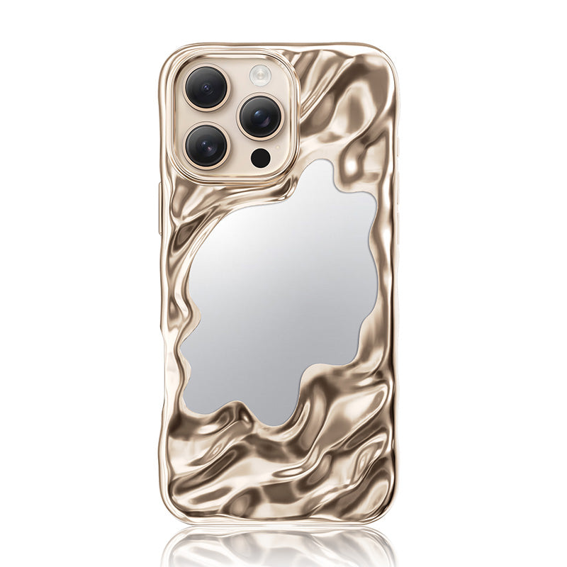 NIMASO iPhone 16 Pro/Pro Max用ミラー付きウェーブケース MagSafeアクセサリー対応