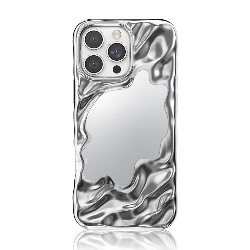 NIMASO iPhone 16 Pro/Pro Max用ミラー付きウェーブケース MagSafeアクセサリー対応