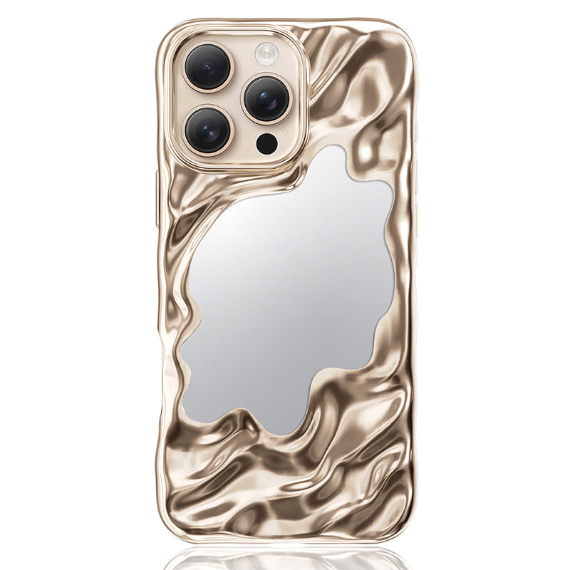 NIMASO iPhone 16 Pro/Pro Max用ミラー付きウェーブケース MagSafeアクセサリー対応