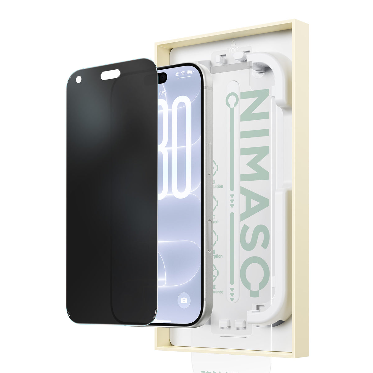 NIMASO 二合一防眩光 + 隐私钢化玻璃屏幕保护膜适用于 iPhone 17/Pro/Pro Max/Air,防震带导框(1 个屏幕)