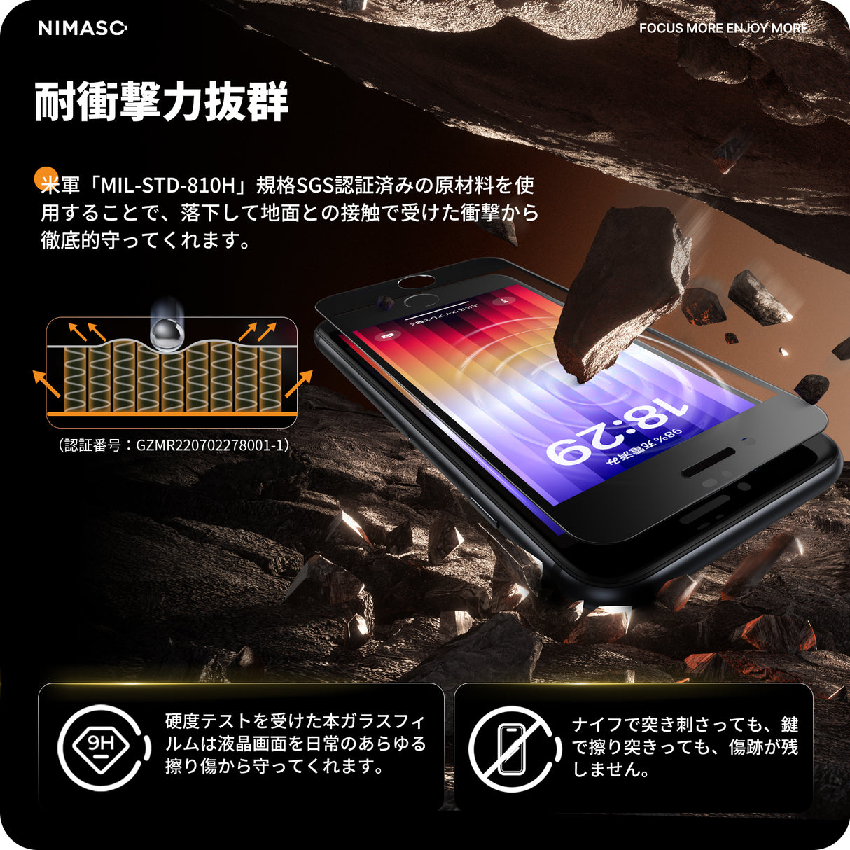 NIMASO ガラスフィルム iPhone SE2/SE3/7/8 用 ガイド枠付き 2枚入り