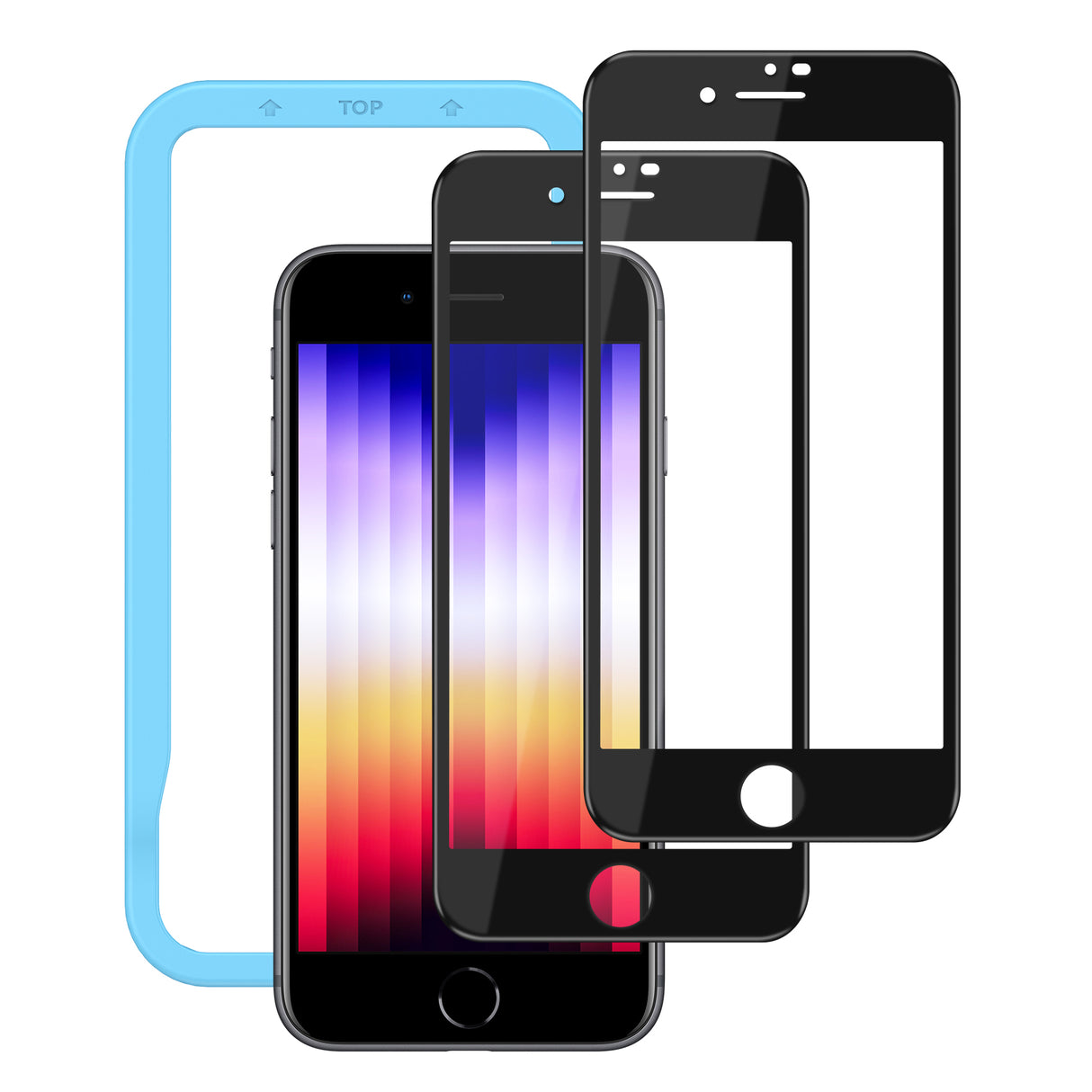 NIMASO ガラスフィルム iPhone SE2/SE3/7/8 用 ガイド枠付き 2枚入り