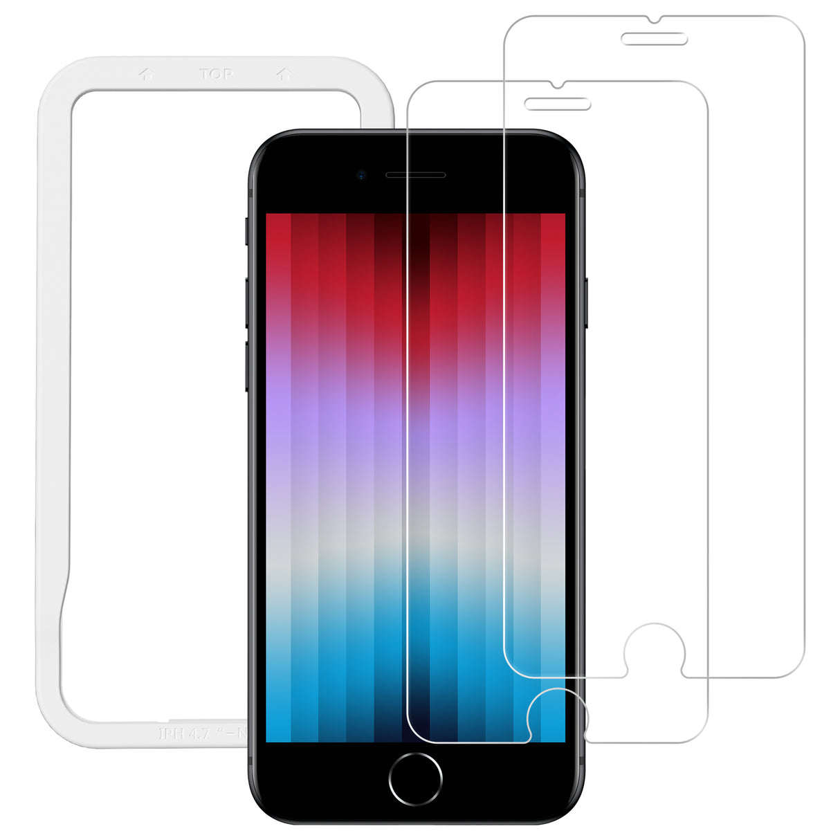 NIMASO ガラスフィルム iPhone SE2/SE3/6/6s/7/8 用 高光沢 ガイド枠付き 2枚入り