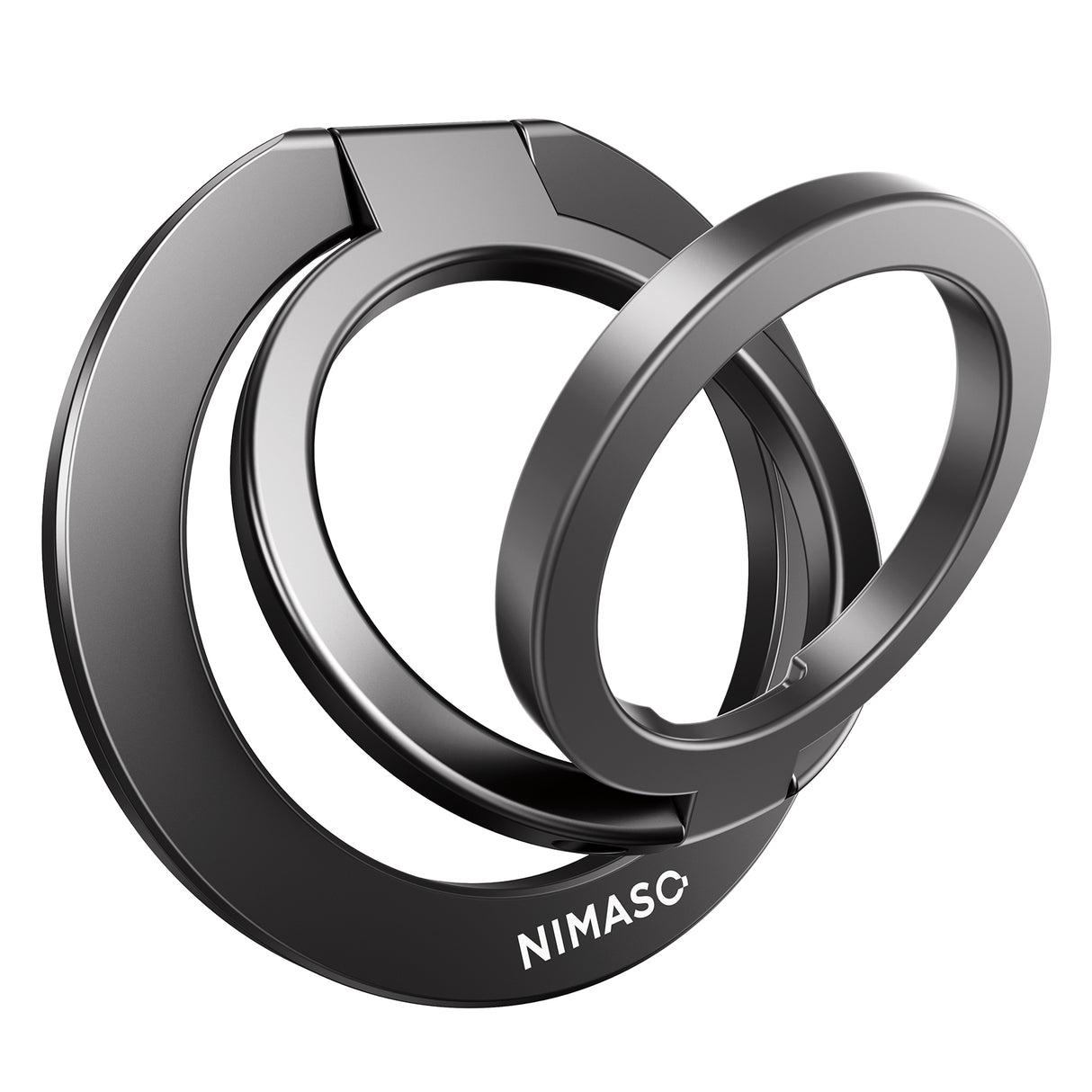 NIMASO スマホリング マグネット式 スマホ落下防止 角度調整可能 金属リング付き iPhone17/16/15/12/11シリーズ、Androidなど全機種対応(ブラック/シルバー)