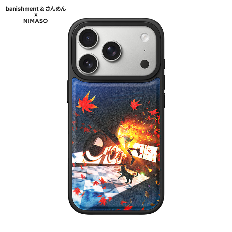 【コラボ】NIMASO x banishment x さんめん「秋に迷い込む女子高生と猫」iPhone 17/Pro/Pro Max/Air スマホケース MagSafe対応