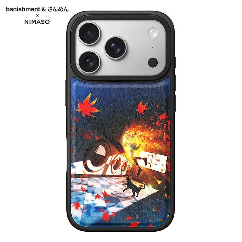 【コラボ】NIMASO x banishment x さんめん「秋に迷い込む女子高生と猫」iPhone 17/Pro/Pro Max/Air スマホケース MagSafe対応
