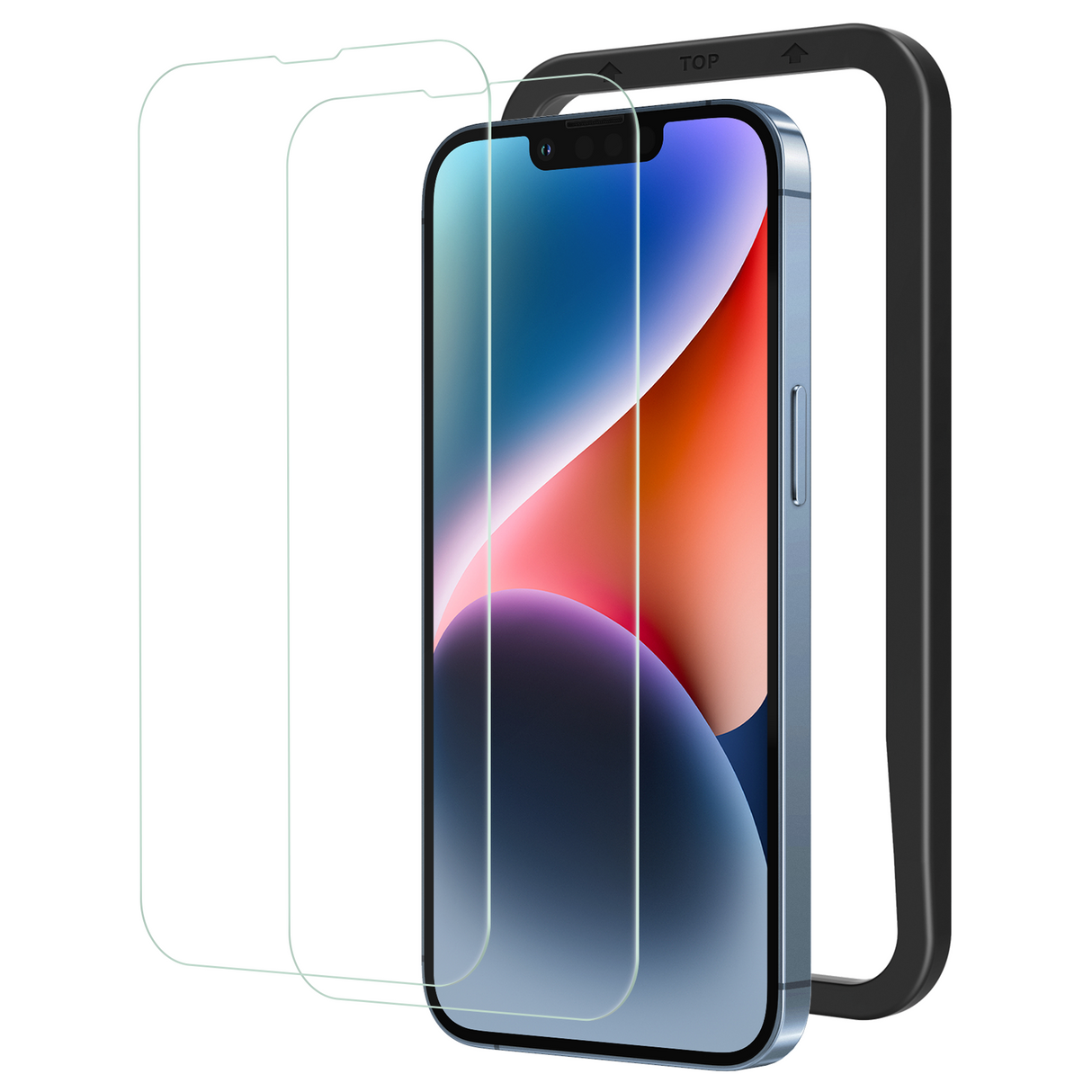 NIMASO iPhone 16e/14 Pro Max/14 Pro/14 Plus/14/13 Pro Max/13 Pro/13 mini/13 強化ガラスフィルム 黒縁なし ガイド枠付き【2枚】