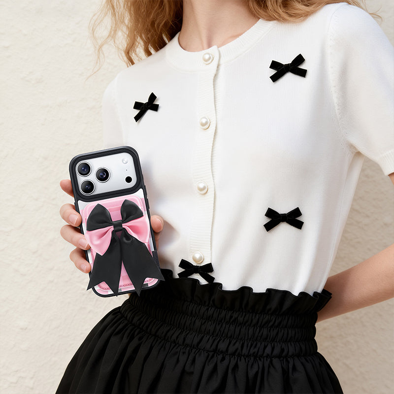 NIMASO MagSafe対応 スマホ カードケース カード収納 チェッカーボード柄 ピンク