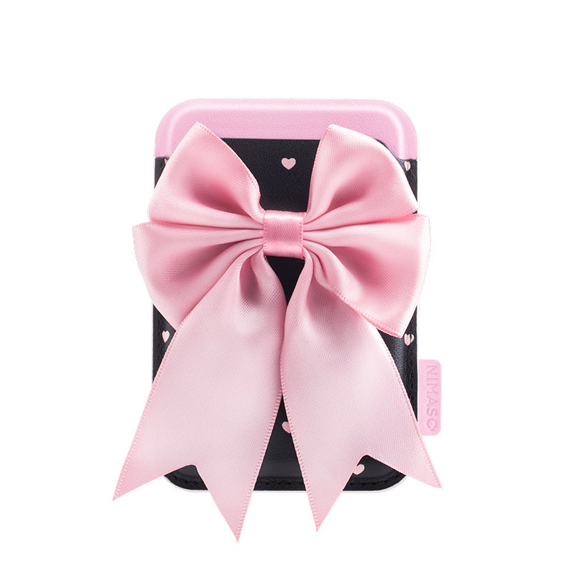 NIMASO MagSafe対応ウォレット カードケース リボン ブラック スマホ