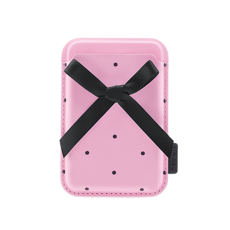 NIMASO MagSafe対応ウォレット カードケース リボン ピンクスマホ