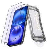 NIMASO iPhone 16/Pro/16 Pro Max 用 ブルーライトカット 強化ガラスフィルム 目の疲れ軽減 黒縁あり 自動除塵ガイド枠【2枚】