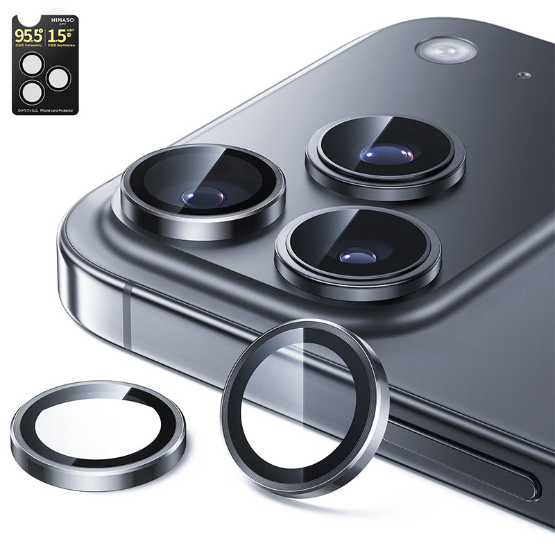 NIMASO iPhone 17/Pro/Pro Max/Air用 カメラフィルム 黒縁取り ガイド枠付き【1枚】
